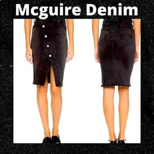 McGuire Denim  (Anthropologie) Asymmetrical button front Neverland denim skirt